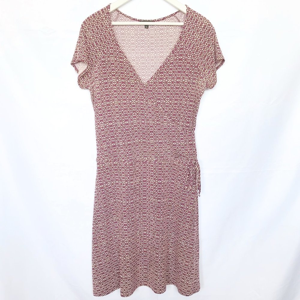 Le Chateau Burgundy Print Wrap Style Dress